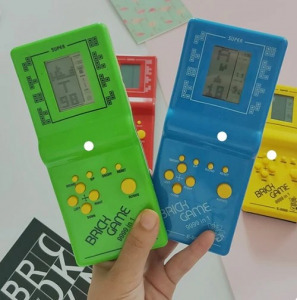Retro elektronikus Tetris tégla játék gép, klasszikus kézi pocket