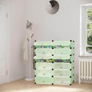 Műanyag elemes cipőtároló szekrény zöld