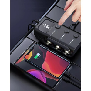 Autós szivargyújtó elosztó, 12-24V/120W, szivargyújtó aljzat, 2xUSB-C 3xUSB