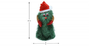 Táncoló zenélő karácsonyfa, mikulás sapkában, 23cm