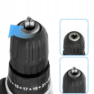 Fúró és csavarbehajtó 2 akkumulátorral, tárolódobozban