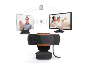 Digitális webkamera kameratartóval, Z06 FullHD 1080p fekete-narancssárga