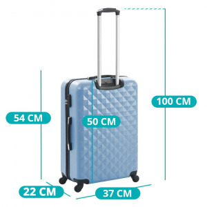 Utazóbőrönd szett kozmetikai táskával, acélkék