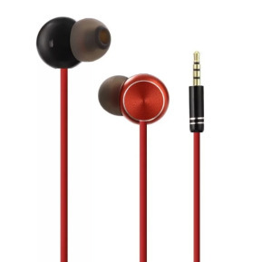 Vezetékes fülhallgató, beépített mikrofon, hívásfogadás, 3,5mm jack, piros