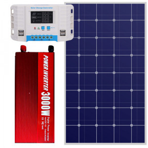 220V/12V napelem rendszer 200Wpanel 3000W inverter + 60A töltésvezérlő