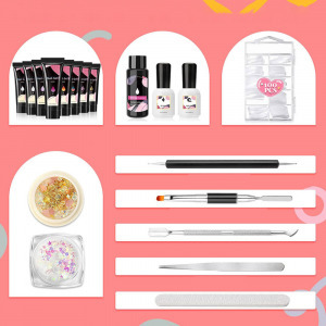 Glamador UV poli gél köröm készlet - 8 szín, köröm hosszabbító, teljes köröm gél készlet, UV gél