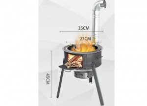 Fatüzelésű tűzhely serpenyővel, grill ráccsal