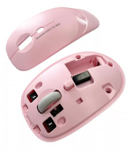 Vezeték nélküli egér, 2 üzemmód: 2.4GHz/BT 5.2, cserélhető borítás, pink