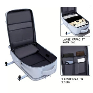 Nagy kapacitású utazó hátizsák, cipőtartó zsebbel, világosszürke