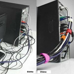 Színes tépőzáras kábelrendező több színben 50db, fekete