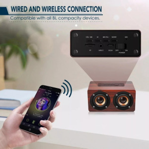 Bluetooth hordozható fahangszóró, AUX input, MicroSD kártyaolvasó, sötétbarna