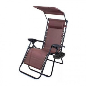 Zéró gravitáció szék napellenzővel és pohártartóval 2db, barna