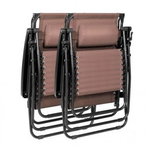 Zéró gravitáció szék napellenzővel és pohártartóval 2db, barna