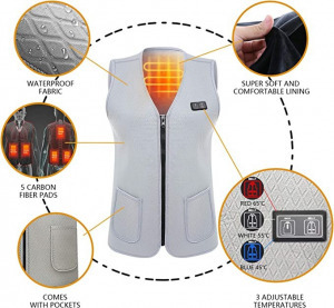 Amaz Lux fehér unisex fűthető mellény EU/M