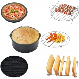 15 részes Air Fryer, olaj nélküli forrólevegős fritőz kiegészítő és tartozék szett receptkönyvvel - 18 cm-es