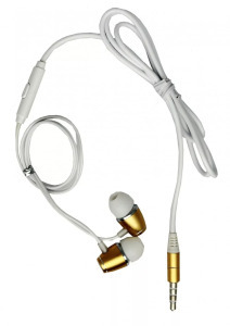 Vezetékes fülhallgató, beépített mikrofonnal, 3,5mm jack sztereó, arany