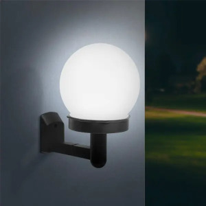 LED-es szolár fali lámpa - hidegfehér - fekete - műanyag LED-es szolár fali lámpa - hidegfehér - fekete - műanyag