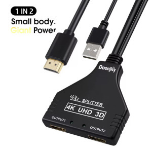HDMI splitter, 1db HDMI apa -> 2db HDMI anya elosztó, 4K UHD, Doonjiey