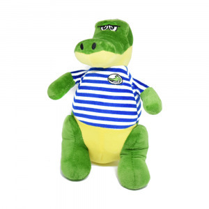 Plüss krokodil kék-fehér pólóval, 27 cm (K)