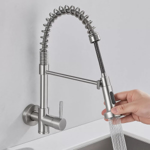 Teleszkópos konyhai mosogató csaptelep - 360°-ban forgatható zuhanyfejjel, ezüst