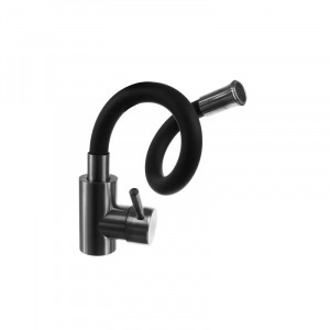 Függő konyhai csaptelep fekete flexibilis kifolyócsővel