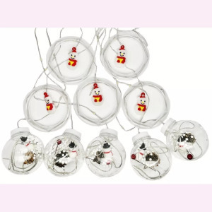 Összefűzhető Circle&Snowman/Hóember LED Körök, 3m, 8mód, 10gömb, meleg fény