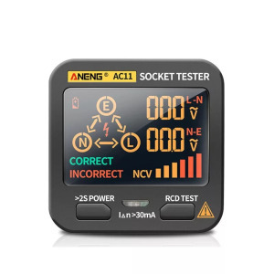 Multifunkciós konnektor dugalj, hálózati aljzat teszter, AC 0.1V~250V, LCD