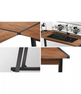 Sarok íróasztal 147 x 112 cm, fém / furnér, dió fal