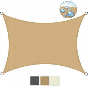 Napvitorla - árnyékoló teraszra, erkélyre és kertbe szögletes 3x4 m homok színben - polyester (vízálló)