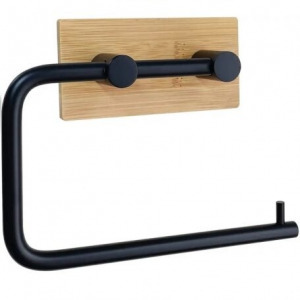 Elite Home Falra szerelhető WC papír tartó, bambusz + acél, fekete