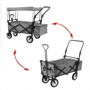 Összecsukható kocsi tetővel, húzható-tolható, szürke