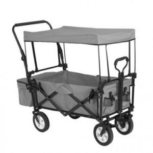 Összecsukható kocsi tetővel, húzható-tolható, szürke