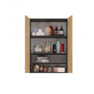 Riano MIX Pola mini DD felső fürdőszoba szekrény, 90x64x30 cm, antracit-tölgy