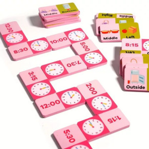 4-az-1-ben fa oktató játékkészlet: dominók, összeadás és kivonás, időfelismerés