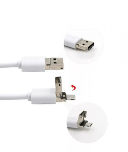 4-portos USB Hub elosztó (USB2.0/MicroUSB->4db USB2.0), fehér