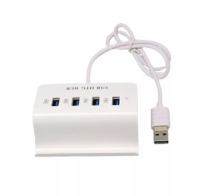 4-portos USB Hub elosztó (USB2.0/MicroUSB->4db USB2.0), fehér