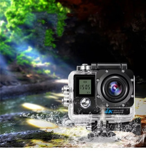 Akciókamera, WiFi-s, 12MP sportkamera, 30m-ig vízálló, A+ 170°, fekete